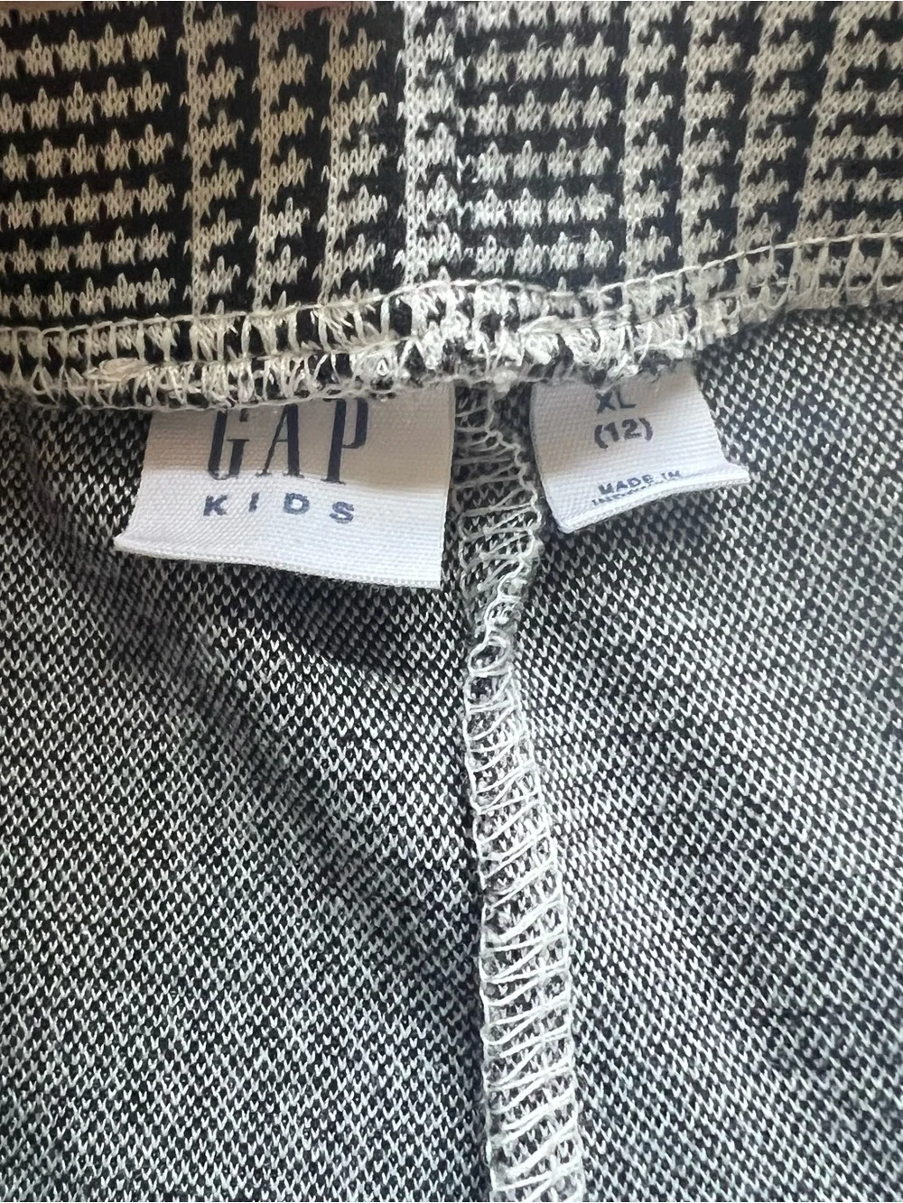 GAP Kids Black & White Glen Plaid Flare Pull on Pants girls size 12